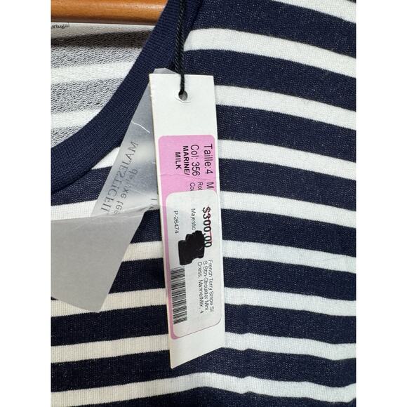 Majestic Filatures French Terry Stripe Button Shoulder Mini Dress Size Small ￼ - Picture 2 of 4